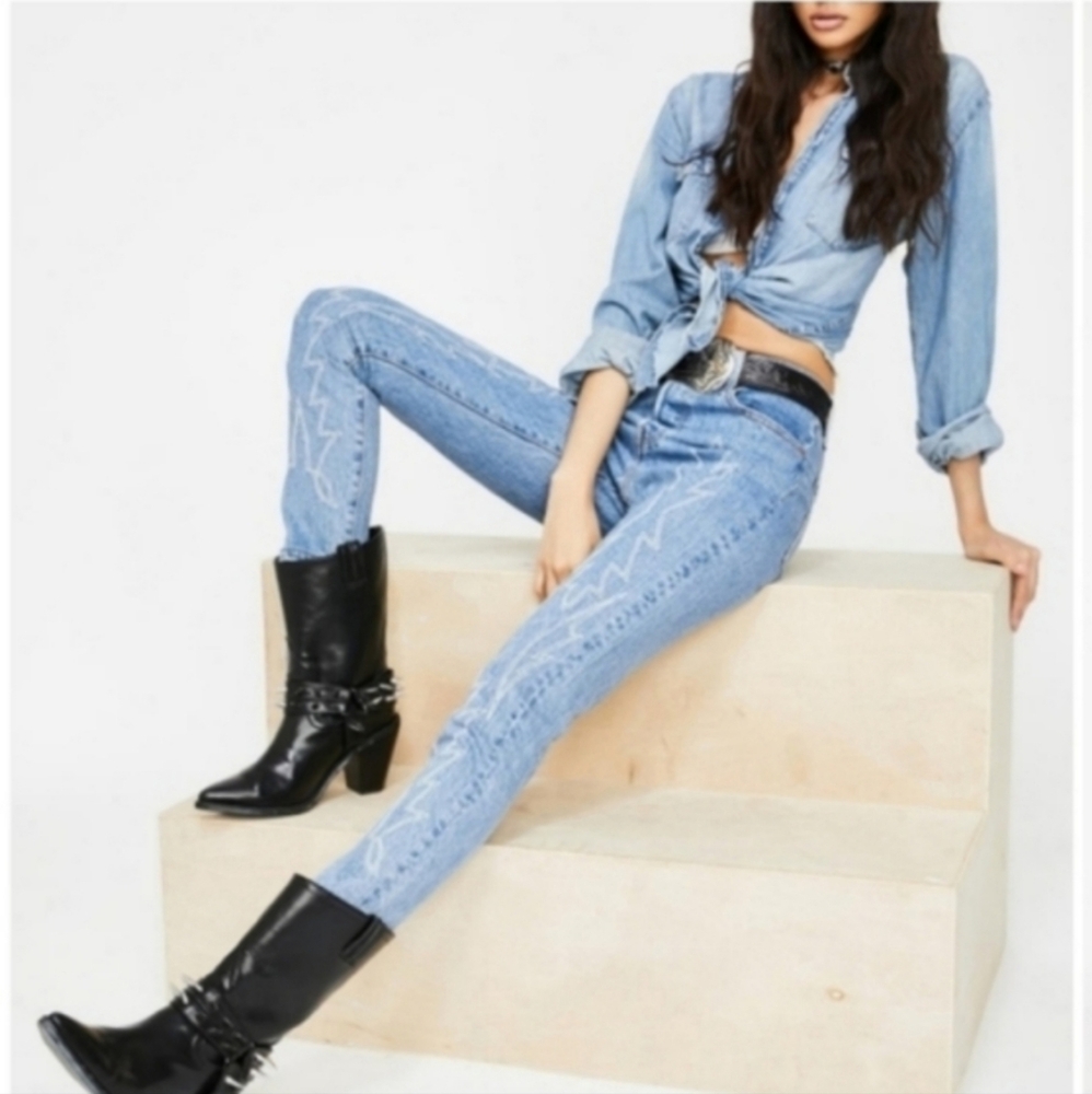 Levi's 501 Embroidered High Waist Skinny Jeans Del Norte Premium Denim
